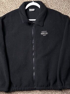 Black Full-Zip mission point Mackinac island resort Fleece Jacket USA eagle back